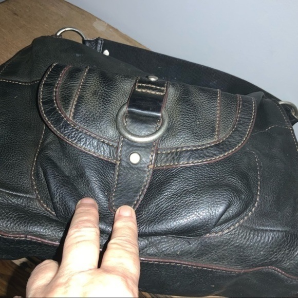 Fossil black textured leather shoulder purse - Picture 8 of 11